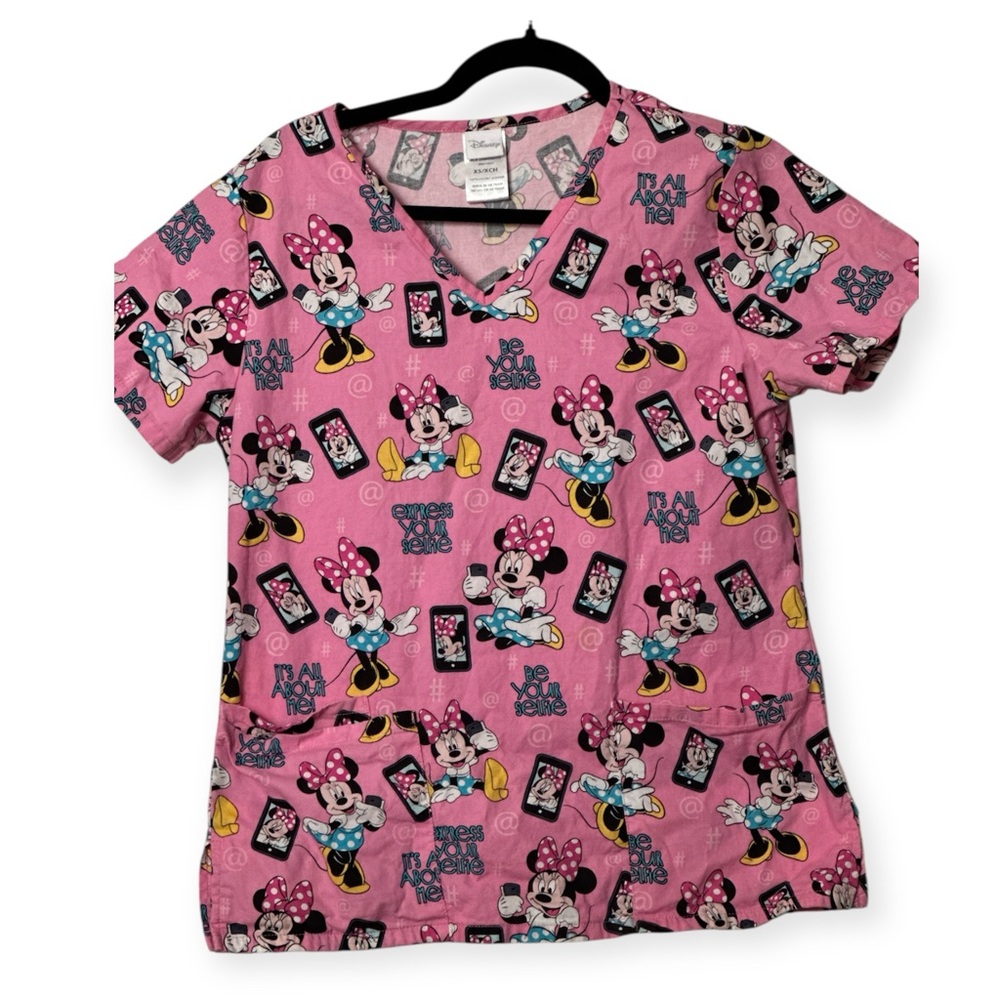 Disney - Pink Minnie Mouse Scrub Top